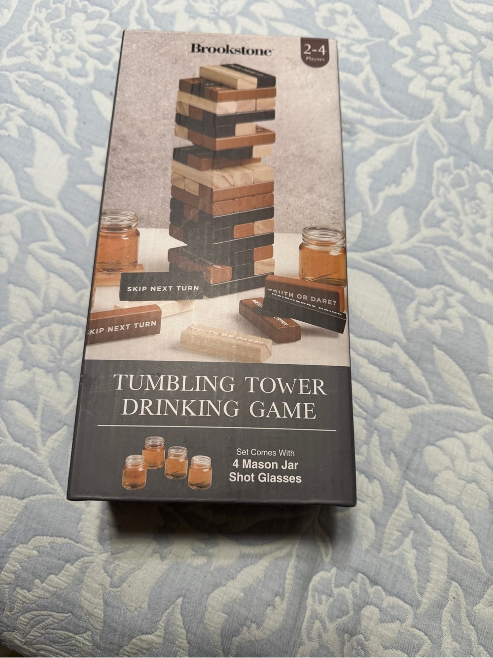 Brookstone Multi-Tone Wood Tumbling Tower Drinking Game